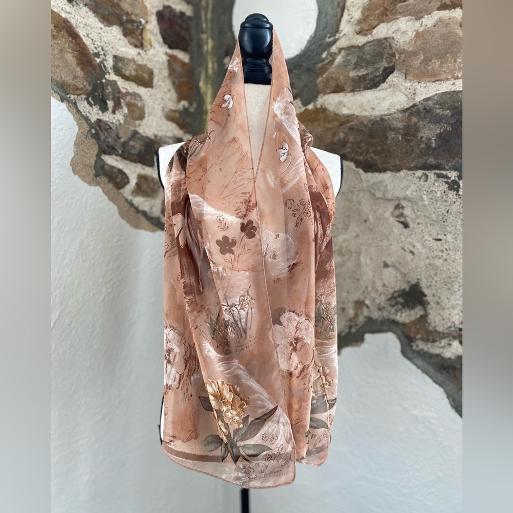 Vintage Blush Lauren Ralph Lauren Silk Chiffon Scarf KP104